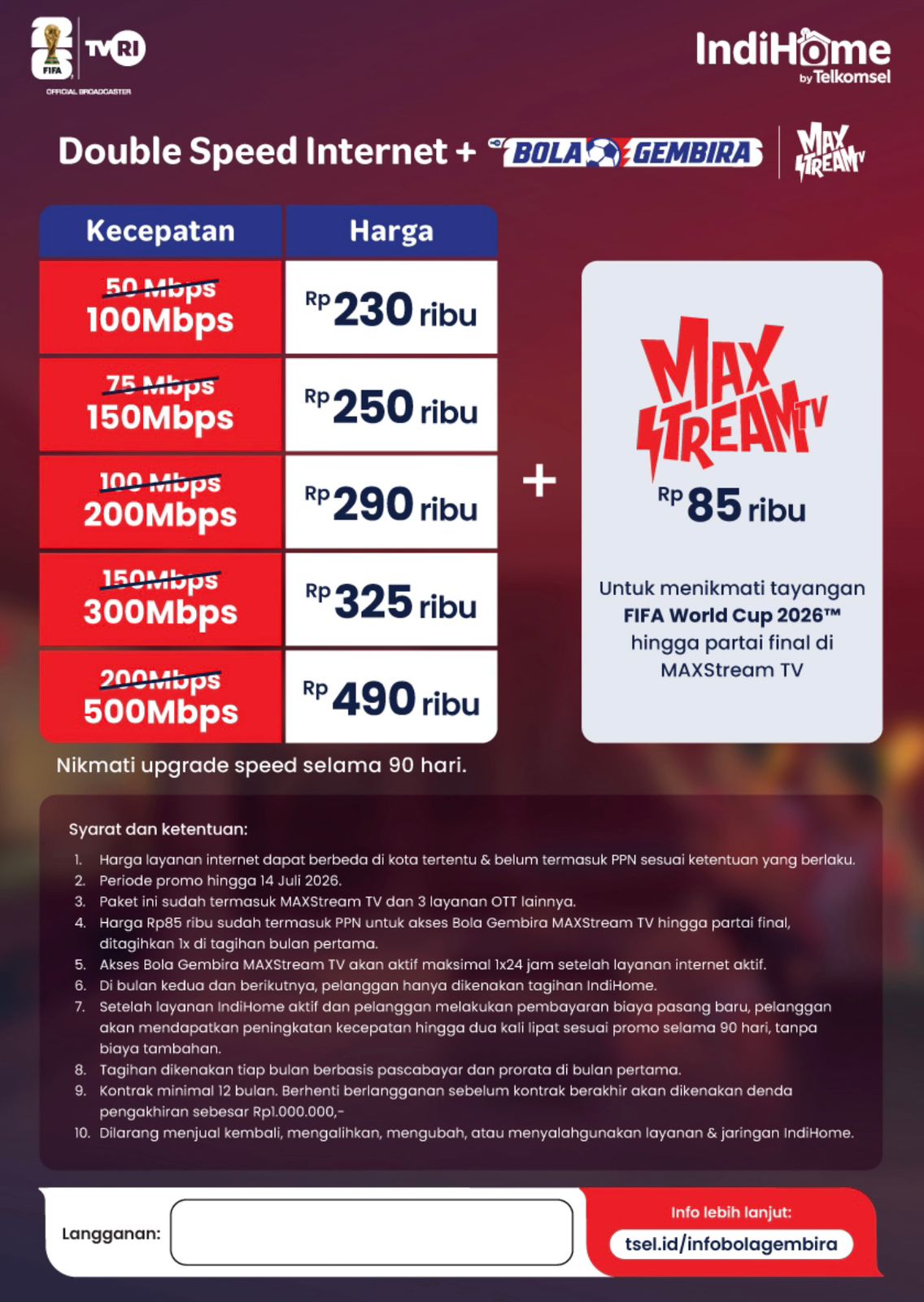 Promo Double Speed Internet